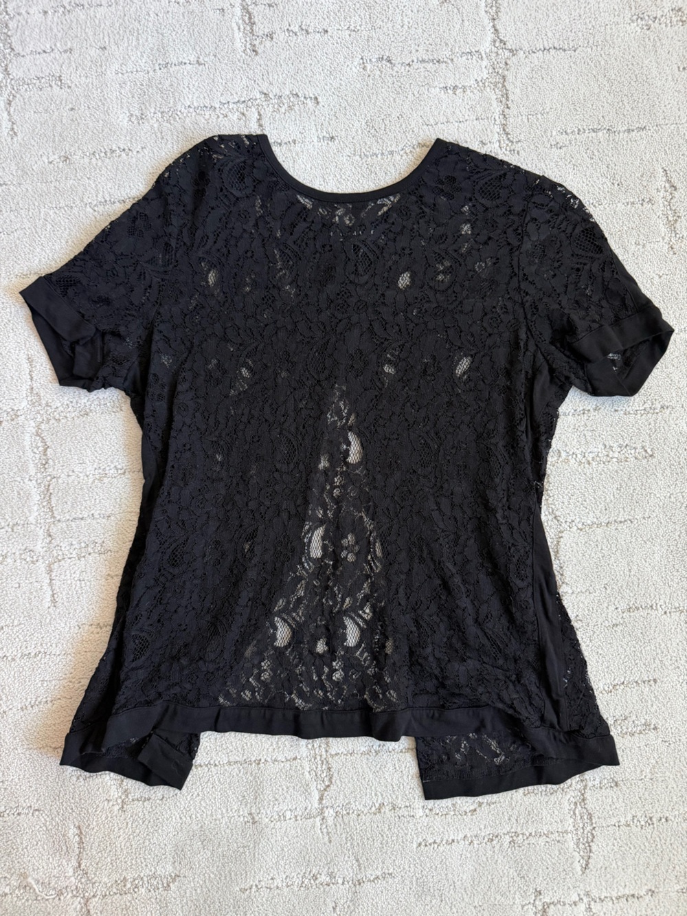 Generation Love Black Lace Split Open Back Top Size Small